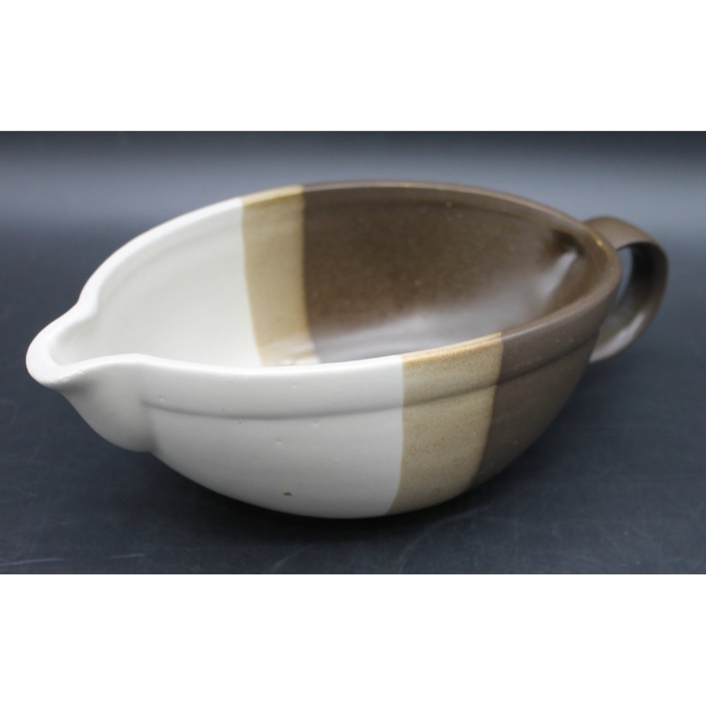 McCoy Pottery Gravy Boat Brown Tan Glaze Stripe Vintage USA